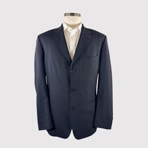 VINTAGE HUGO BOSS Men Blazer Black Einstein Sigma Virgin Wool Suit Jacket 90s 42